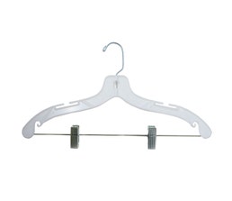 Plastic Suit Hangers - Heavy Weight w/ Metal Clips - 17" White Hi-Impact