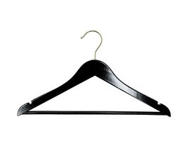 Custom Hangers, Design Your Own Wooden Suit Hanger, 17" - High Gloss Black w/Gold Hook