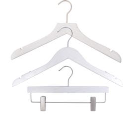 NAHANCO Wood Clothes Hanger Kit - Low Gloss Whitewash