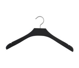 Wooden Jacket Hangers - Concave - 17" Black Rubber - Home Use