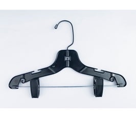 Plastic Suit Hangers - Super Heavy Weight Infant w/Black Hook - 12" Black