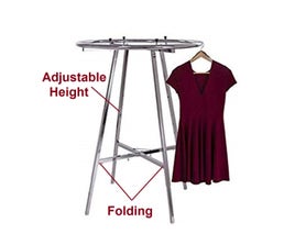 36" Round Clothing Rack, Adjustable Height, Foldable -  Chrome