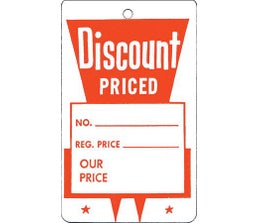 "Discount Priced" Tags - Large Unstrung - Red/White