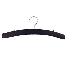 Satin Lingerie Hanger with Rounded Strap Holders, 15 1/2" – Black