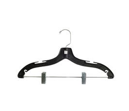 Plastic Suit Hangers - Heavy Weight w/Chrome Clips - 18" High Gloss Black