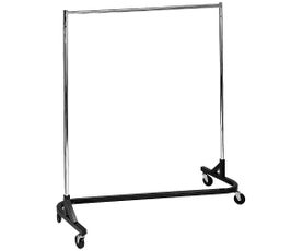 Stockroom Rolling Z Clothes Rack with Black Base, Chrome