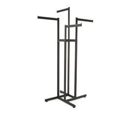 4-Way Garment Rack with Straight Arms and Rectangular Tubing in Black Finish