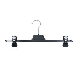 Plastic Pant Hangers - Cushion Grip Clips - 15 1/2" Black