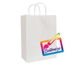 Kraft Shopping Bags, White – 10”x5”x13.5” - 250/CTN.
