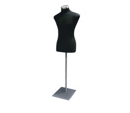 Male Black Jersey Knit Fabric Suit Form with Metal Base