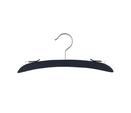 Wooden Intimate Apparel Hanger w/ Brushed Chrome Hardware in Black Rubber Finish – NO BAR