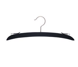 Wooden Intimate Apparel Hanger w/ Brushed Chrome Hardware in Black Rubber Finish, 14” – NO BAR