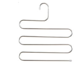 S-Shape Multilayer Metal Space Saving Pant/Scarf Hangers for Closet Organization (5 Layers) -3/Pack