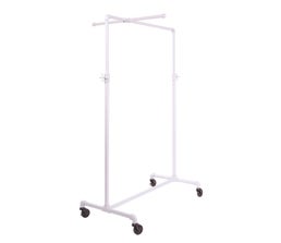 Adjustable and Mobile Pipeline Ballet Bar Clothes Rack with Two (2) 13" Faceouts - White Gloss