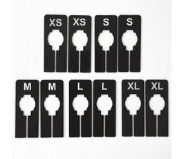 Clothing Rack Size Dividers for Home or Clothing Store, Rectangular Black, White Print; XS-XL Kit (5 Sizes, 2 pcs. each)