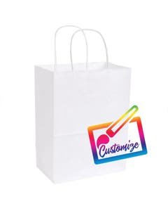Sustainable Kraft Shopping Bags with Serrated Edges, White – 8”x4.75”x10.5” - 250/CTN.