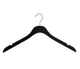 17” NAHANCO SlimLine Wooden Shirt/Dress Hanger - Black Rubber, Select Pack Size