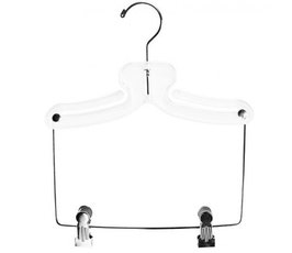 11" Heavy Weight Plastic Athletic/Swimwear Wear Hanger with Deep Cut-Outs at Shoulders   for Wider Straps and a 6” Drop Bar for Bottom Pieces – White
