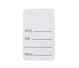 White Strung Non-Perforated Coupon Price Tags, Large