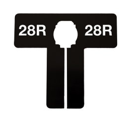 Black T-Shape Size Divider with White Imprint - Regular Sizes: 28R - 48R