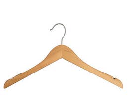 Wooden Top Hangers - Flat - 14" Low Gloss Natural