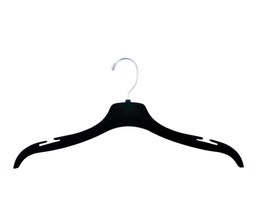 Plastic Top Hangers - Elegant Flocked  - 17" Black