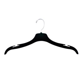Plastic Top Hangers - Elegant Flocked  - 17" Black