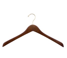 Wooden Jacket Hangers - Walnut Gold Series - 17" Walnut Finish