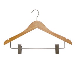 Wooden Suit Hangers - Flat w/ clips - 17" Low Gloss Natural