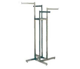 4-Way Garment Rack with Straight Arms and Rectangular Tubing in Chrome Finish